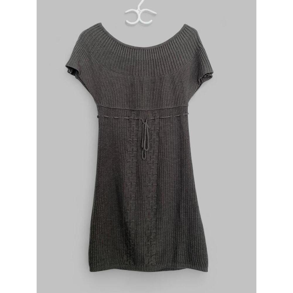 Grey Short Sleeve Knit Dress with Tie! 🩶